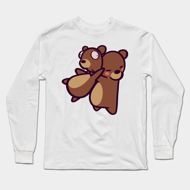 Brown Bear Hugs Long Sleeve T-Shirt by ThumboArtBumbo